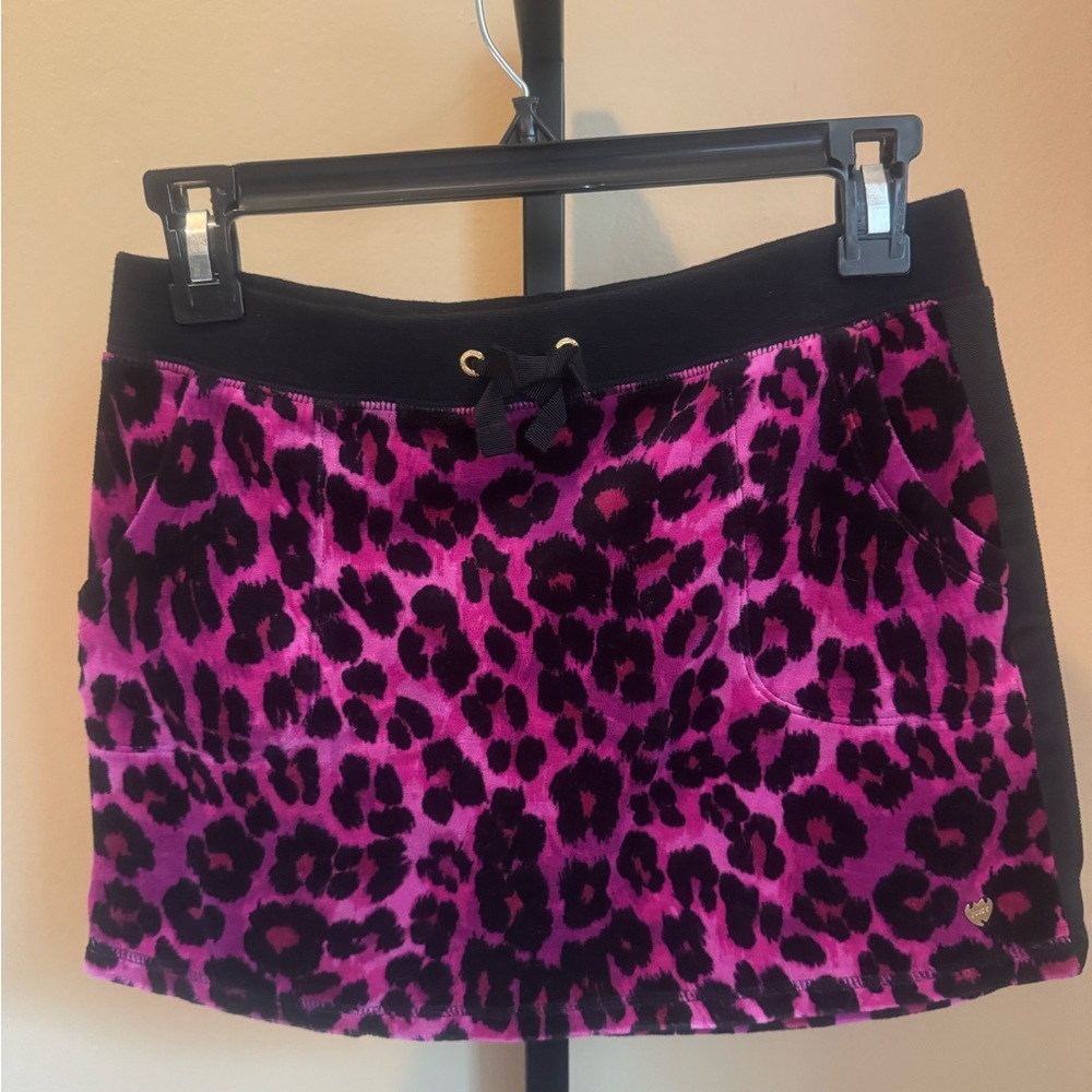 Juicy Couture Pink and Black Leopard Mini Skirt